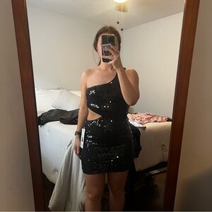 Sequin One-Shoulder Dress